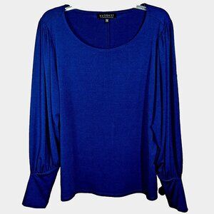 Eloquii Royal Blue Balloon Sleeve Scoop Neck Blouse 18/20 Quiet Luxury Chic